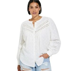 Torrid cotton clip dot White crochet trim Detail cloud dancer Top 0 Large 12